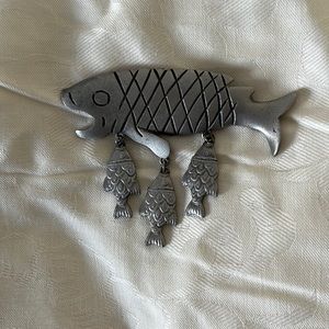 Rare Pewter JJ Fish Pin